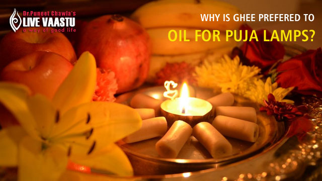 Why is ghee prefered to oil for puja lamps