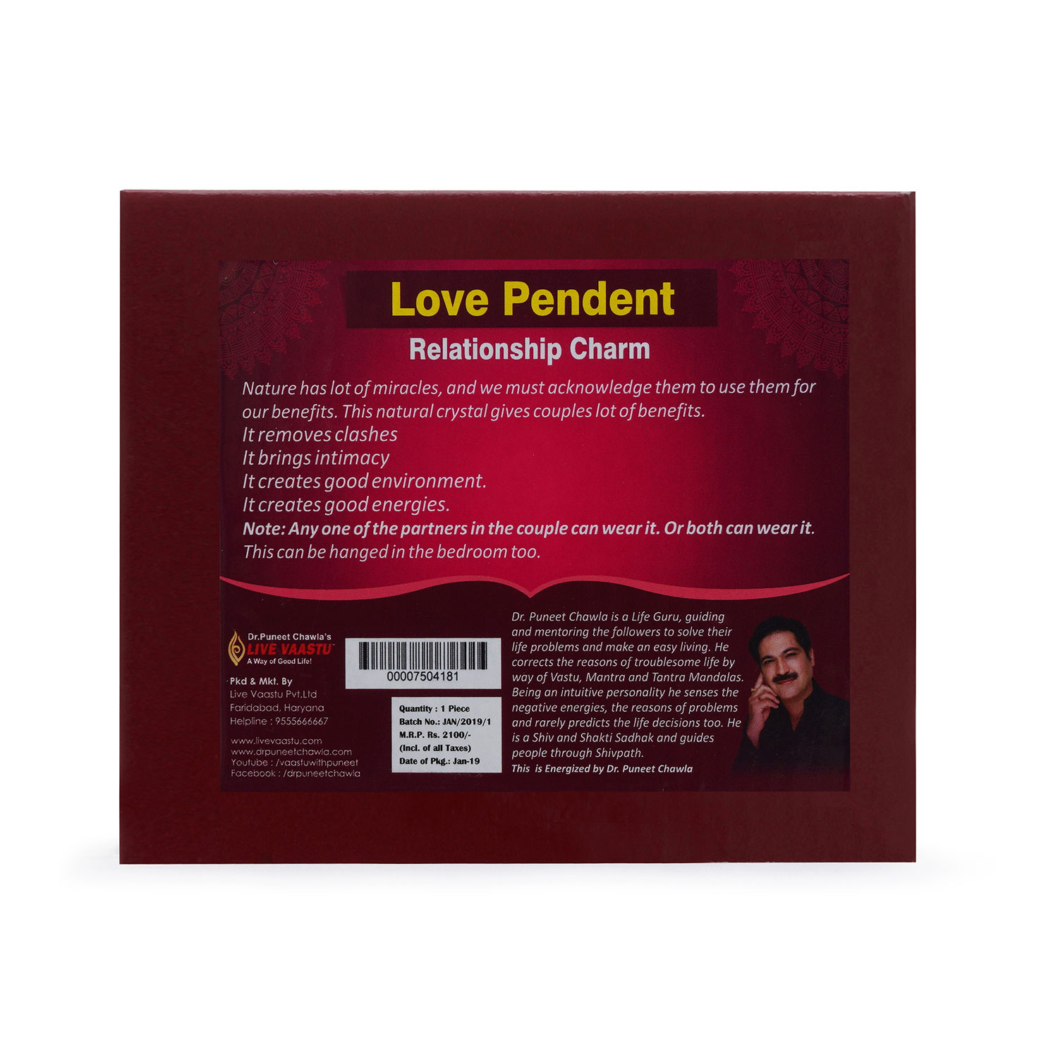 Live Vaastu Love pendant yantra